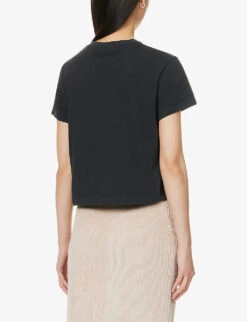 Fox-appliqué Cropped Boxy-fit Cotton-jersey T-shirt -Ted Baker Store R04166300 ANTHRACITE ALT03