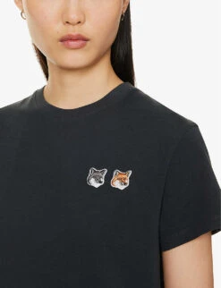 Fox-appliqué Cropped Boxy-fit Cotton-jersey T-shirt -Ted Baker Store R04166300 ANTHRACITE ALT04