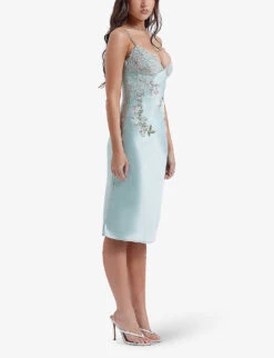 Fallon Floral-embroidered Stretch-satin Mini Dress -Ted Baker Store R04166360 LIGHTJADE ALT02