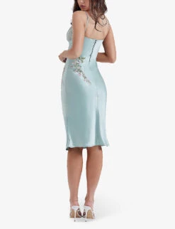 Fallon Floral-embroidered Stretch-satin Mini Dress -Ted Baker Store R04166360 LIGHTJADE ALT03