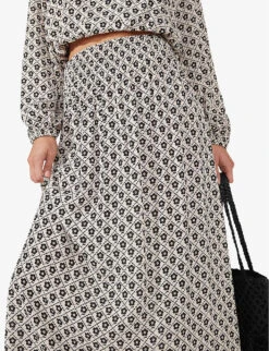 Floral-print High-rise Woven Maxi Skirt -Ted Baker Store R04166383 BLACKWHITE ALT03