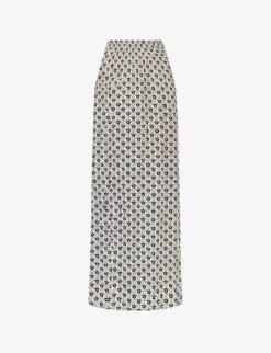 Floral-print High-rise Woven Maxi Skirt