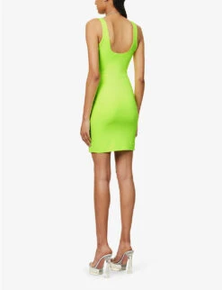 GOOD AMERICAN Scuba Modern Square-neck Stretch-woven Mini Dress -Ted Baker Store R04166596 ELECTRICLIME002 ALT04