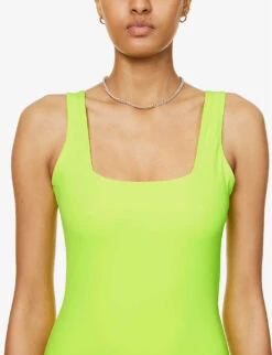 GOOD AMERICAN Scuba Modern Square-neck Stretch-woven Mini Dress -Ted Baker Store R04166596 ELECTRICLIME002 ALT05