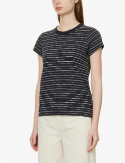 Rag & Bone Striped Short-sleeved Organic-cotton T-shirt -Ted Baker Store R04166663 BLACKMULT ALT02