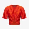 Paco Rabanne Ring-pendant Short-sleeved Stretch-woven Top 2 Paco Rabanne Ring-pendant Short-sleeved Stretch-woven Top -Ted Baker Store R04166771 PAPRIKA M