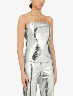 Bandeau Metallic Faux-leather Top -Ted Baker Store R04167250 SILVER ALT03