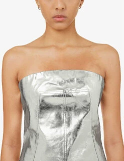 Bandeau Metallic Faux-leather Top -Ted Baker Store R04167250 SILVER ALT04