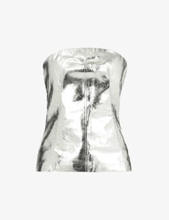 Bandeau Metallic Faux-leather Top