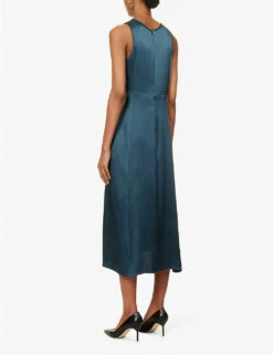 Sogno Flared-hem Satin Midi Dress -Ted Baker Store R04167352 DARKGREEN ALT03