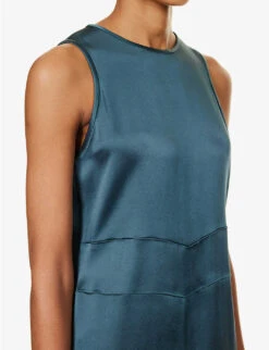 Sogno Flared-hem Satin Midi Dress -Ted Baker Store R04167352 DARKGREEN ALT04