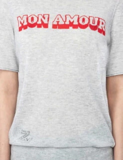 Zadig & Voltaire Ida Mon Amour Logo-printed Cashmere Jumper -Ted Baker Store R04167410 NEIGE ALT04