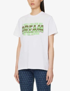 Ganni Dream Graphic-print Relaxed-fit Organic Cotton-jersey T-shirt -Ted Baker Store R04167525 BRIGHTWHITE ALT02