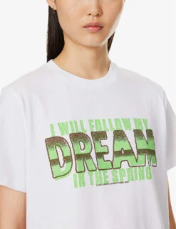 Ganni Dream Graphic-print Relaxed-fit Organic Cotton-jersey T-shirt -Ted Baker Store R04167525 BRIGHTWHITE ALT04