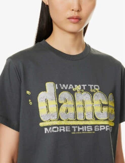 Ganni Dance Graphic-print Relaxed-fit Organic Cotton-jersey T-shirt -Ted Baker Store R04167530 VOLCANICASH ALT04
