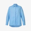 Yoko Pleated-cuff Relaxed-fit Cotton-poplin Shirt -Ted Baker Store R04167914 OGATABLUE M