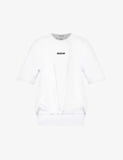 Logo-tab Short-sleeved Cotton-blend T-shirt