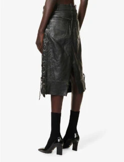 Tumble-grain Patch-pocket Regular-fit Leather Skirt -Ted Baker Store R04167967 BLACK ALT03