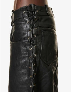 Tumble-grain Patch-pocket Regular-fit Leather Skirt -Ted Baker Store R04167967 BLACK ALT04