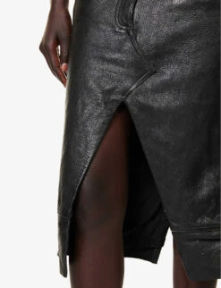 Tumble-grain Patch-pocket Regular-fit Leather Skirt -Ted Baker Store R04167967 BLACK ALT05