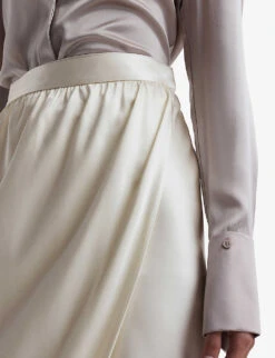 Reiss Tyra Wrap-over Silk Midi Skirt -Ted Baker Store R04169001 IVORY ALT02