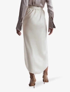 Reiss Tyra Wrap-over Silk Midi Skirt -Ted Baker Store R04169001 IVORY ALT03