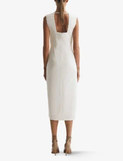Reiss Jayla V-neck Cross-over Stretch-woven Midi Dress 10 Reiss Jayla V-neck Cross-over Stretch-woven Midi Dress -Ted Baker Store R04169031 IVORY ALT03
