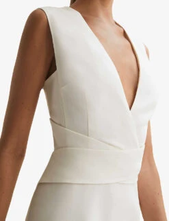 Reiss Jayla V-neck Cross-over Stretch-woven Midi Dress 11 Reiss Jayla V-neck Cross-over Stretch-woven Midi Dress -Ted Baker Store R04169031 IVORY ALT04
