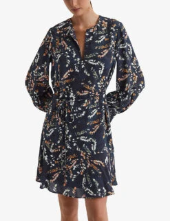 Reiss Hayley Floral-print Woven Midi Dress -Ted Baker Store R04169037 BLACK ALT02