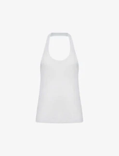 Reiss Molly Halter-neck Fitted Cotton-blend Vest