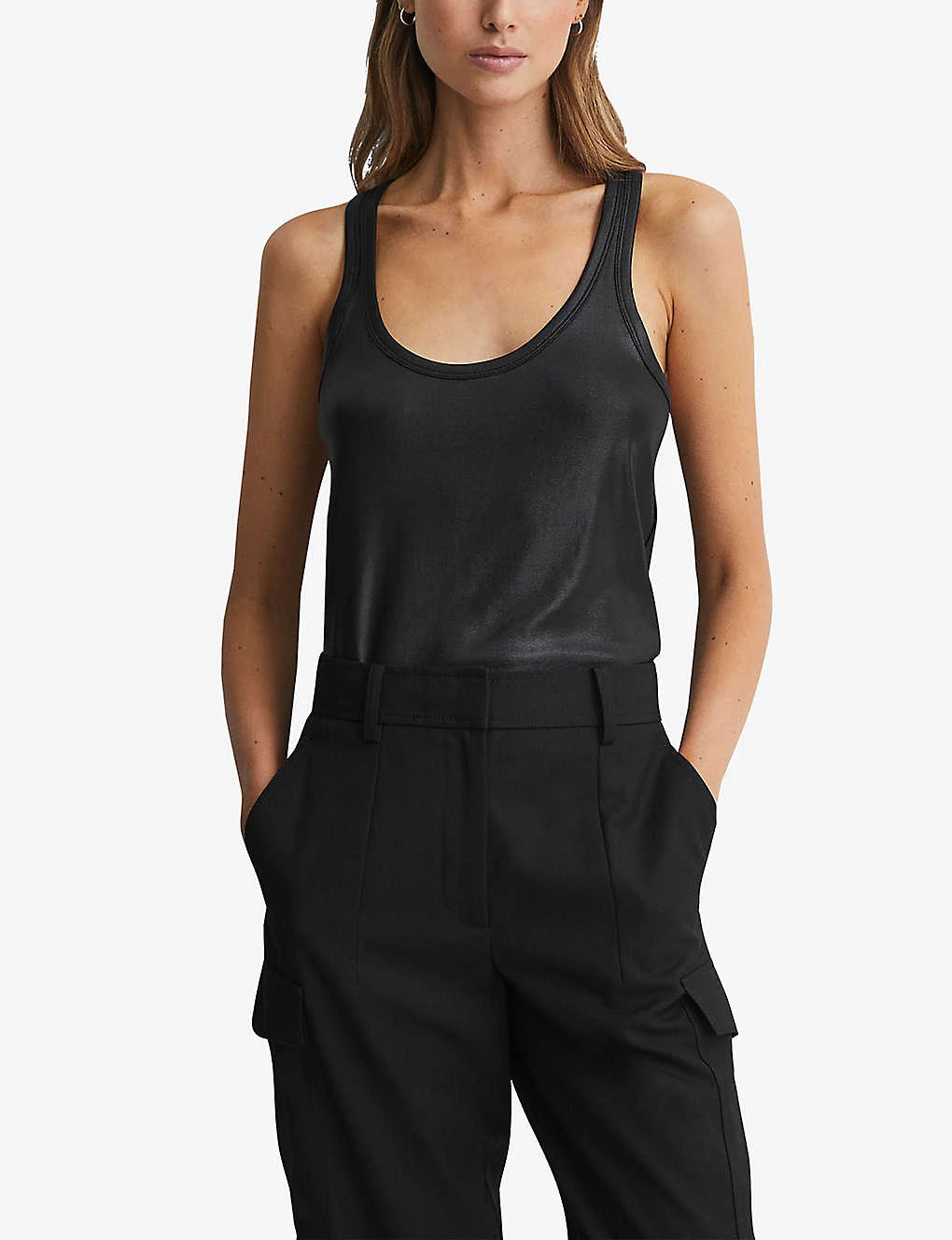 Reiss Lilly Round-neck Sleeveless Metallic Stretch-woven Vest 5 Reiss Lilly Round-neck Sleeveless Metallic Stretch-woven Vest - Image 3