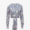 Reiss Sadie Printed Cropped Woven Blouse