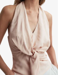 Reiss Freda Draped Stretch-woven Top -Ted Baker Store R04169195 NUDE ALT04