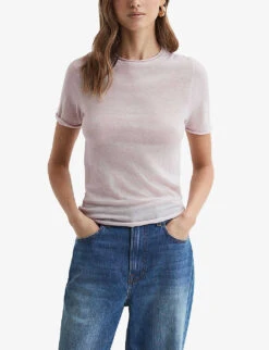 Reiss Alicia Round-neck Knitted Wool T-shirt -Ted Baker Store R04169287 NEUTRAL ALT02