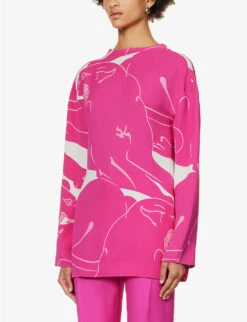 Valentino Panther-print Cowl-back Silk Blouse -Ted Baker Store R04169646 MILKPINKPP ALT02