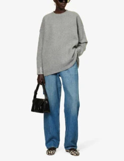 Valentino Rhinestone-embellished Oversized Wool-blend Knitted Sweatshirt -Ted Baker Store R04169668 GRIGIOMELANGEAVORIO ALT01