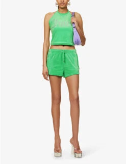 Juicy Couture Halterneck Brand-embellished Velour Top -Ted Baker Store R04169940 ANDEANTOUCAN ALT01