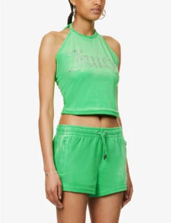 Juicy Couture Halterneck Brand-embellished Velour Top -Ted Baker Store R04169940 ANDEANTOUCAN ALT02