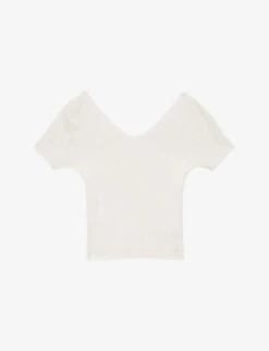 Joseph Ribbed V-neck Stretch-knit T-shirt