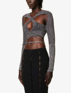 Peephole Cut-out Knitted Top -Ted Baker Store R04170532 BLACKLUREX ALT02