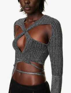 Peephole Cut-out Knitted Top -Ted Baker Store R04170532 BLACKLUREX ALT04