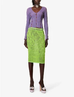 Button-front Long-sleeved Knitted Top -Ted Baker Store R04170533 PURPLELUREX ALT01