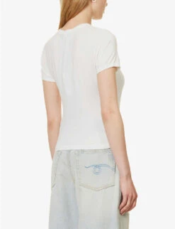 Rag & Bone Luca Cropped Ribbed Stretch-woven T-shirt -Ted Baker Store R04170705 WHITE ALT03