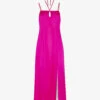 Whistles Cut-out Halterneck Satin Midi Dress