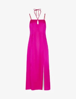 Whistles Cut-out Halterneck Satin Midi Dress
