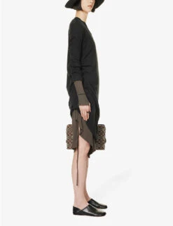 Long-sleeved Scoop-neck Cotton Midi Dress -Ted Baker Store R04171263 BLACK ALT01