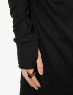 Long-sleeved Scoop-neck Cotton Midi Dress -Ted Baker Store R04171263 BLACK ALT06