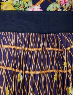 Floral-pattern High-waisted Regular-fit Satin Midi Skirt -Ted Baker Store R04171614 MIDNIGHTLATTICE ALT04