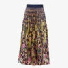 Floral-pattern High-waisted Regular-fit Satin Midi Skirt -Ted Baker Store R04171614 MIDNIGHTLATTICE M