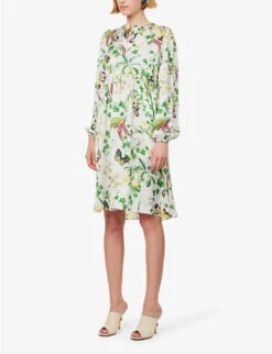 Tatou Floral-print Satin Midi Dress -Ted Baker Store R04171626 ALLOVERREPEATGREEN ALT02